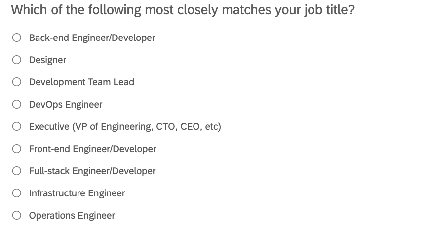 Example of a multiple choice survey question