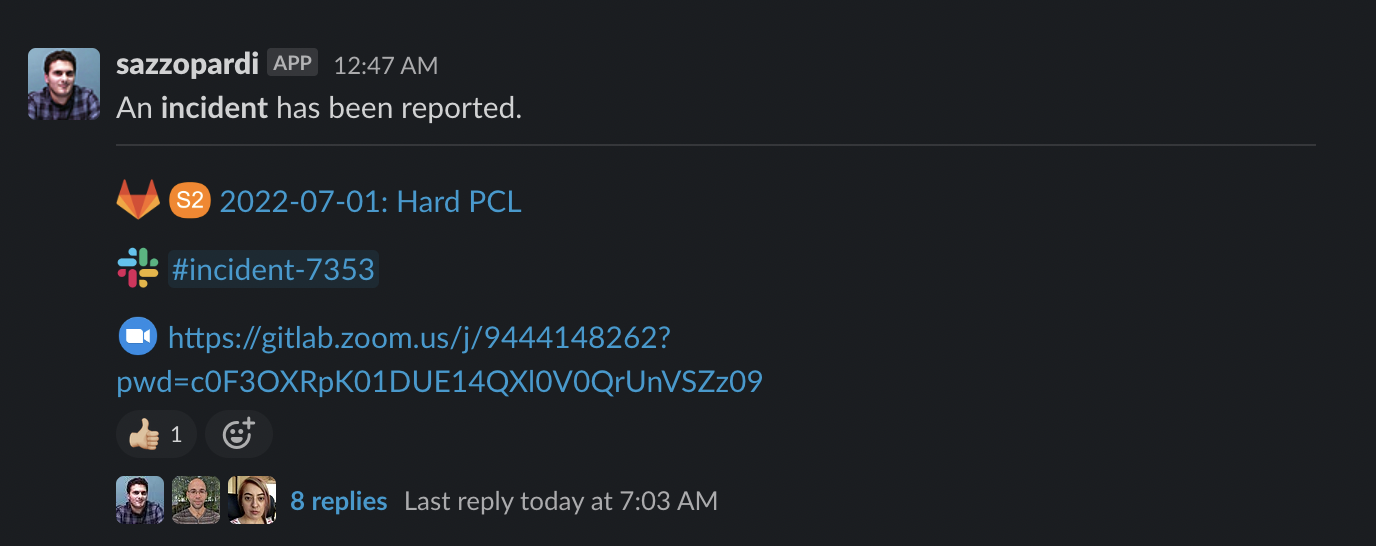 Incident declared by Woodhouse